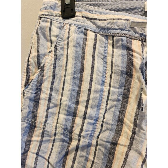 Artisan NY 100% Linen Shorts Drawstring Button/ Zip Striped Pockets Size 10 - Picture 2 of 6